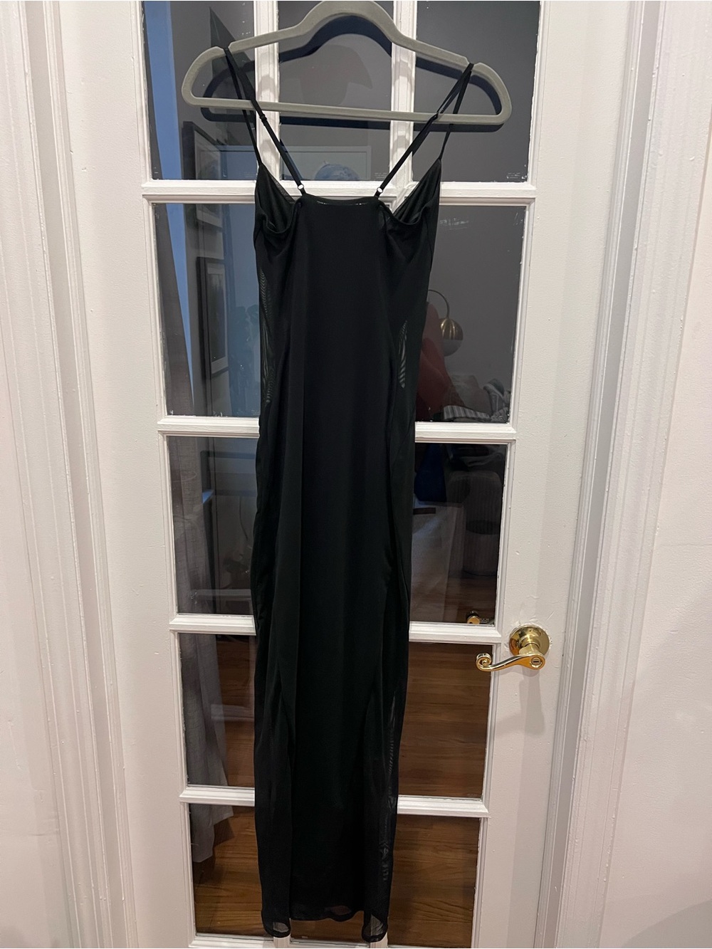 AFRM Alyson Dress in Noir/Black XS mesh sheer long dress - Picture 7 of 7